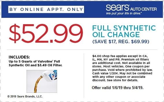$52.99 Sears Full Synthetic Oil Change Coupon
