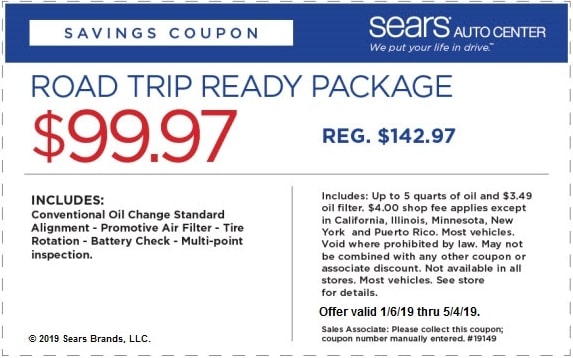 $99.97 Sears Road Trip Ready Package Coupon