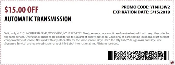 $15 Off Jiffy Lube Automatic Transmission Coupon